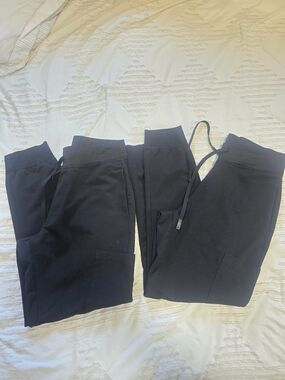Mandala Black Scrub Pants Petite XS Jogger Medical Nursing Uniform Lot of 2